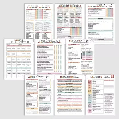 ADHD Cleaning Planner Bundle – Includes Home Cleaning Schedule, Weekly, Monthly, Year-Round Cleanliness Tips, Family Chore Chart