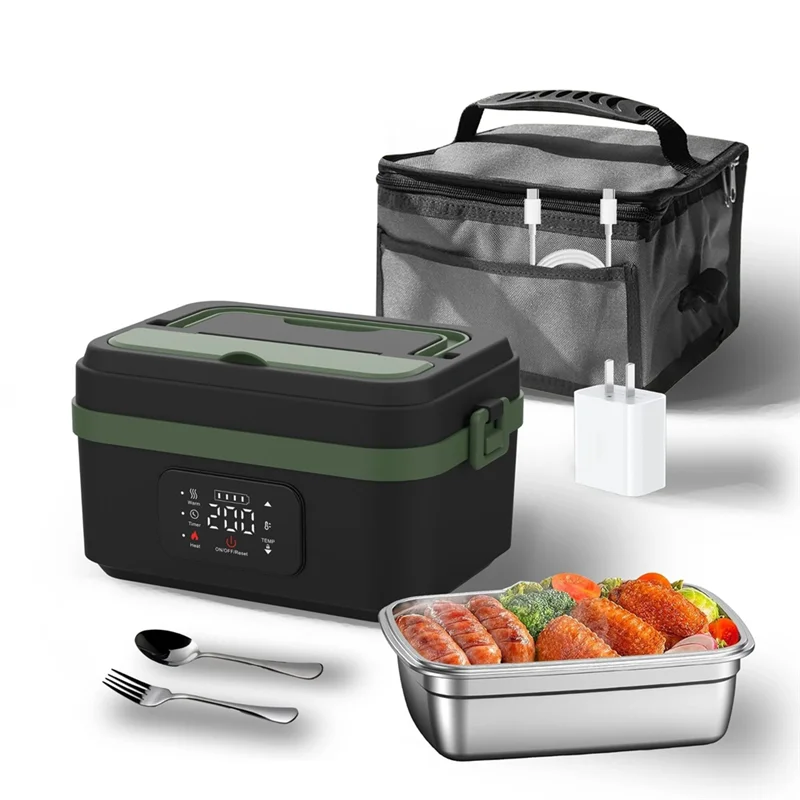 A52Q-Heating Lunch Box Electric For Adults Insulated Self Heating Battery Powered For Men Women Food Warmer AU Plug