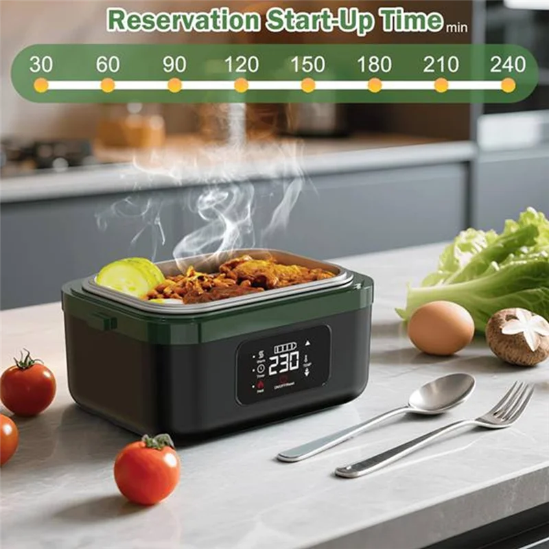 A52Q-Heating Lunch Box Electric For Adults Insulated Self Heating Battery Powered For Men Women Food Warmer AU Plug