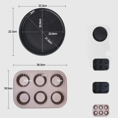 5-Piece Nonstick Carbon Steel Bakeware Set – Oven-Safe Bread Loaf Pan, Muffin Tray, Cake & Pizza Pans for Perfect Baking