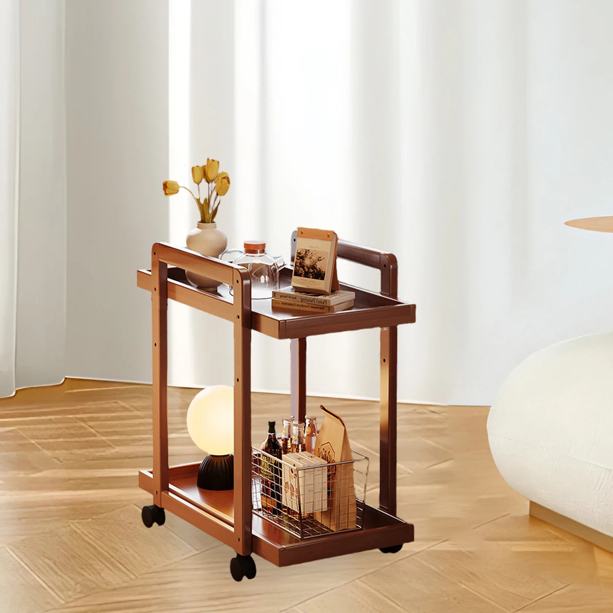 Modern Brown Coffee Table with Storage and Wheels | Top Design for Sofa Side Living Room Organizer