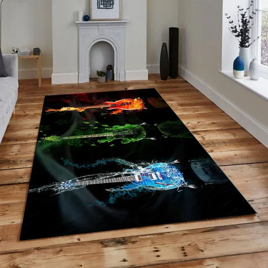 Guitar Rug Modern Music-Themed Area Rugs Living Room Bedroom Home Decoration Carpet