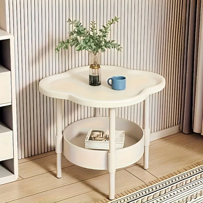 [Stylish Side Table] Stylish Modern Round Side Table with Storage Shelf | Space-Saving, Lightweight for Living Room, Bedroom