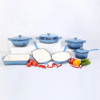 Premium Enamel Cast Iron Cookware Set – Non-Stick Casserole, Dutch Oven & Outdoor Cast Iron Pans