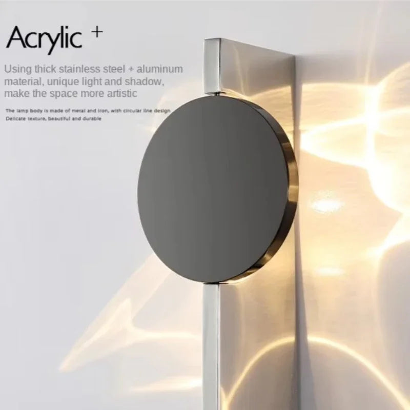 Stainless Rotatable Shadow Art LED Wall Sconce – Creative Corrugated Atmosphere Light for Bedroom, Bedside & Stairs