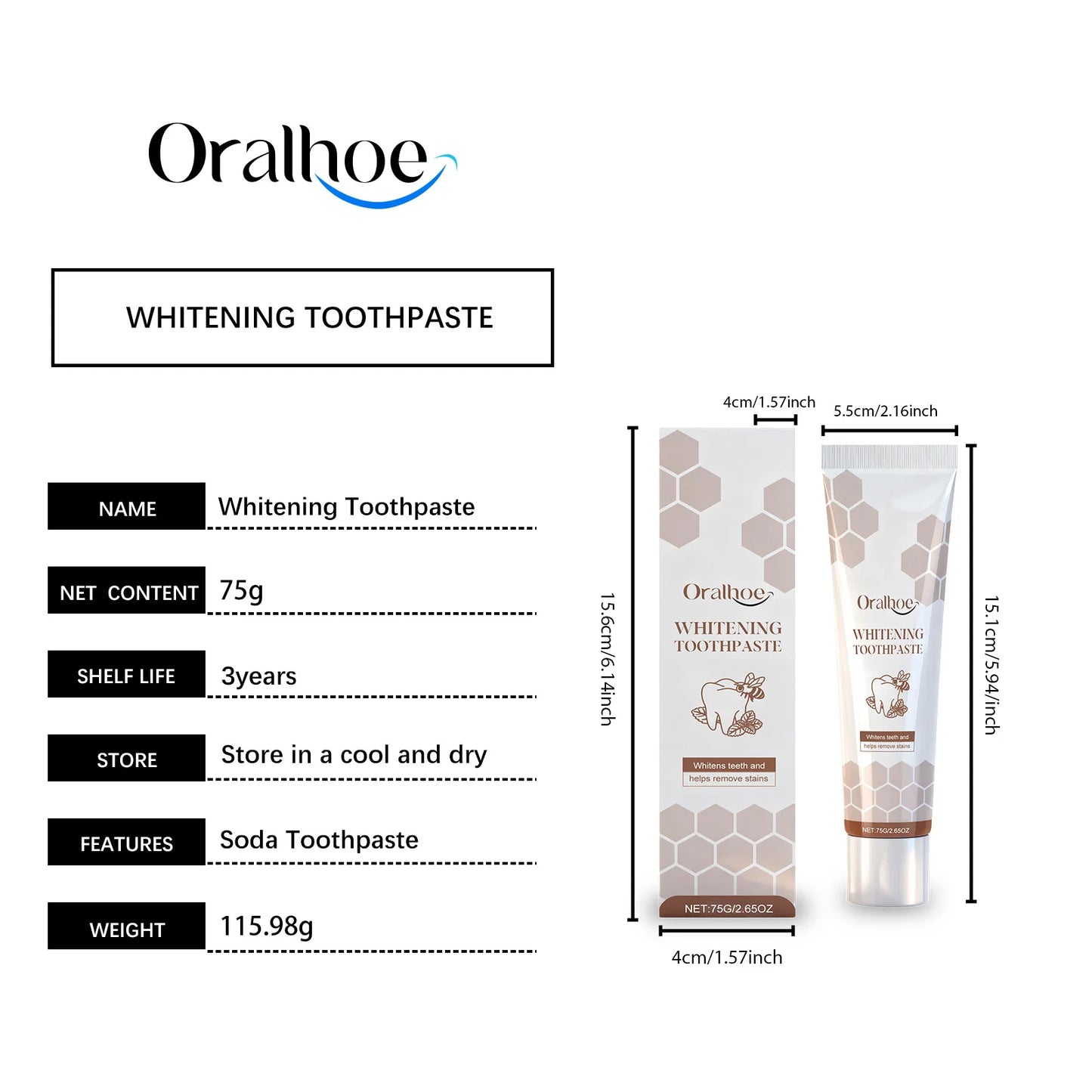 ORALHOE Gum Care Toothpaste Refreshing Breath Enamel Reinforcement Brightens Teeth Rich Foam Comfortable Brushing