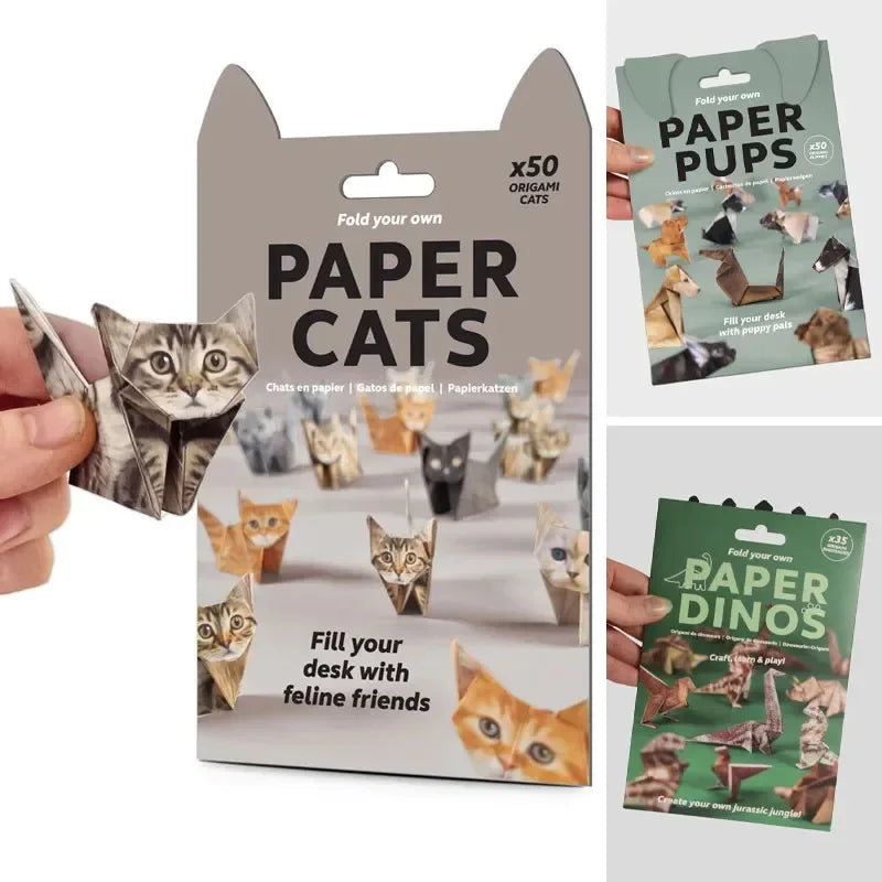 50 Sheets Creative DIY Origami Paper Set – Animal Folding Craft Kit for Kids | Cats, Dogs & Dinosaur Art Gift