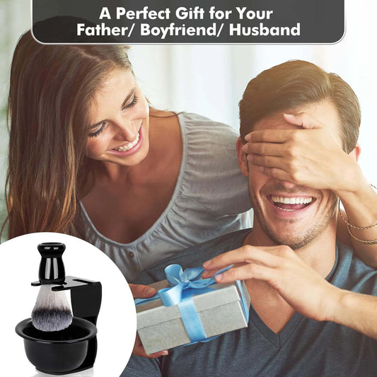 Professional Shaving Kit for Men - Shaving Bowl, Brush, Razor Stand & Blades, Essential Grooming Tools for Barbershop & Home Use