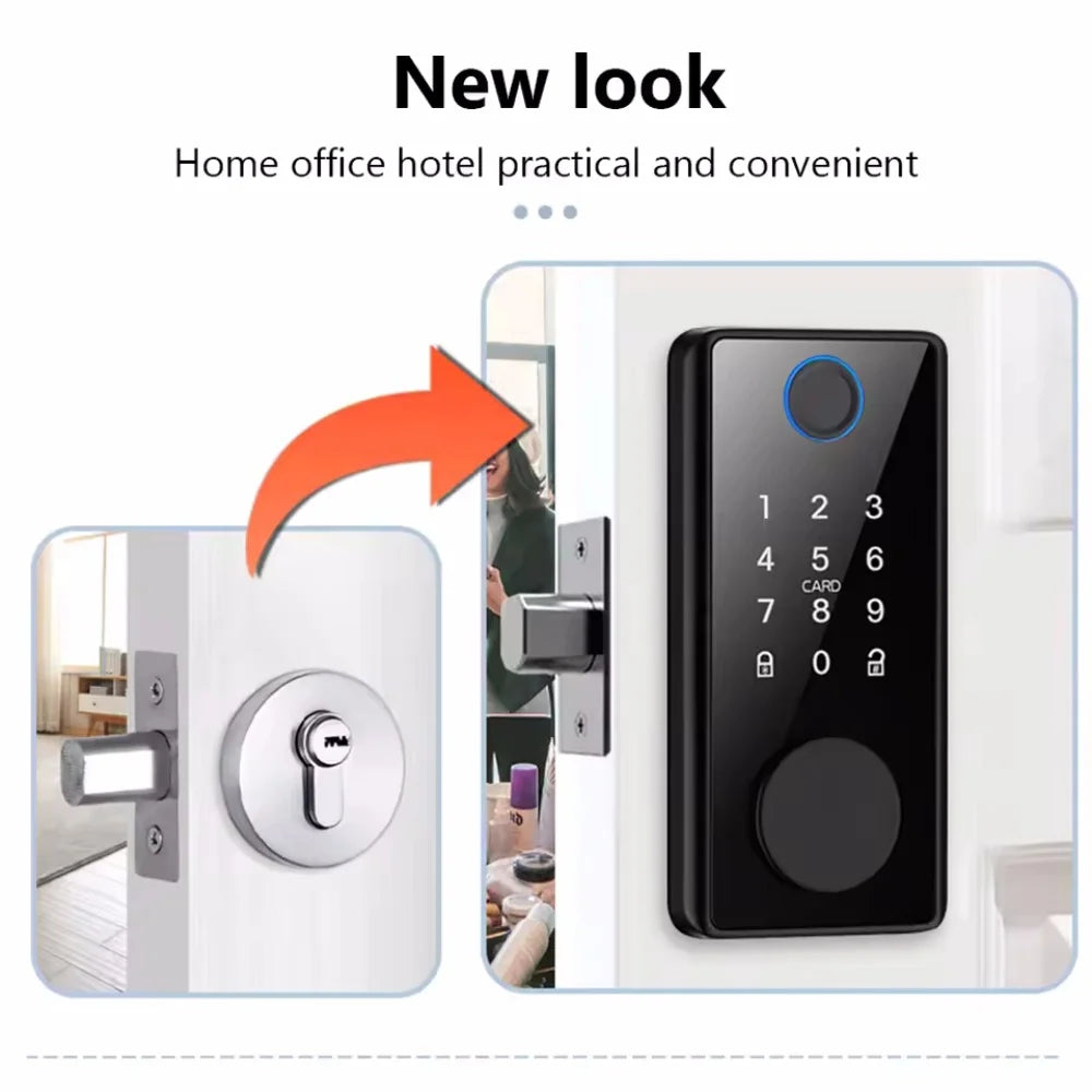 Smart Deadbolt Locks of Tuya Digital Smart Card Code Electronic Lock Bluetooth Biometric Fingerprint Password keyless Entry Door