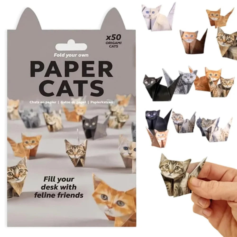 50 Sheets Creative DIY Origami Paper Set – Animal Folding Craft Kit for Kids | Cats, Dogs & Dinosaur Art Gift