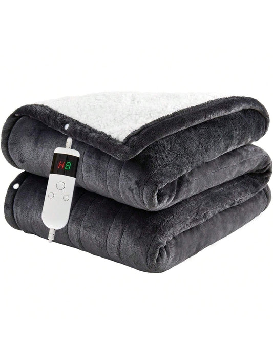 1PC Electric Blanket Heated Throw, Soft Flannel Heating Blanket with 8 Hours Auto off 10 Fast Heating Levels Machine Washable Sherpa Heated Blanket with Overheating Protection