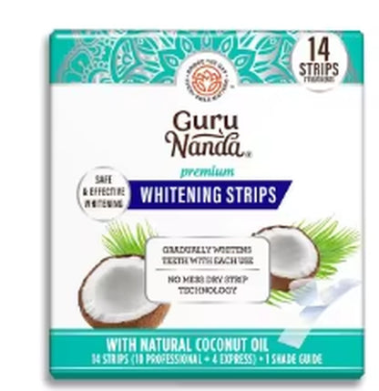 Gurunanda Whitening Strips, 7-Day Treatment (7 Strips per Pack)- Enamel-Safe Strips for Sensitive Teeth - Non-Slip