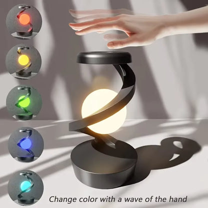 Creative Table Lamp, Rotating Floating Lampwith 15W Wireless Charger, Mobile Phone Wireless Charger, RGB Atmosphere Night Light