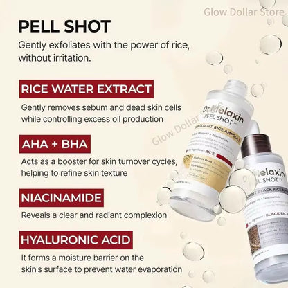 Korean Dr.Melaxin Peel Shot Glow Rice Peeling Ampoule,Soft Exfoliating Face Body Scrub Pore Shrinking Serum Skin Care Products