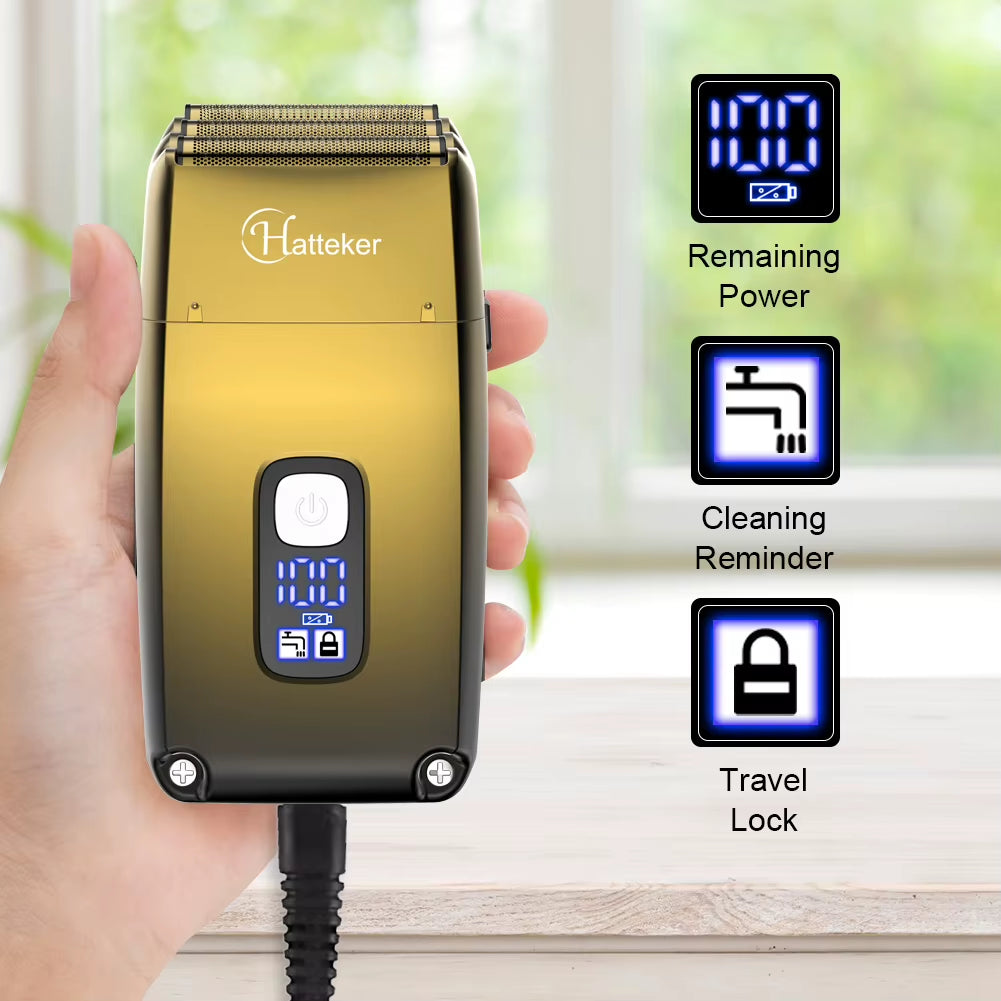 Electric Shaver with Triple-Net Blade Head Waterproof Razor LCD Display Hair Trimming Machine for Men'S Grooming