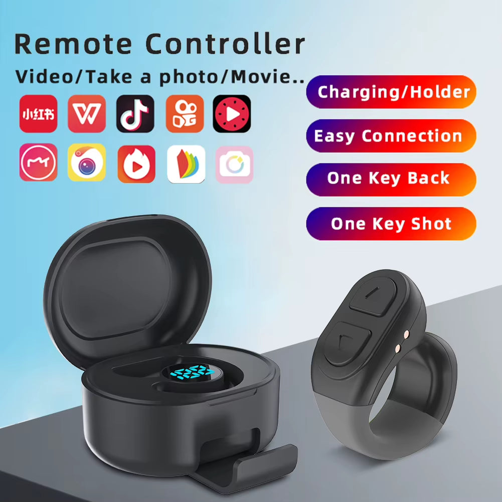 Fingertip Remote Control for Tik-Tok Scrolling Ring Wireless Camera Shutter Selfie Button Bluetooth Page Turner for Ios Android