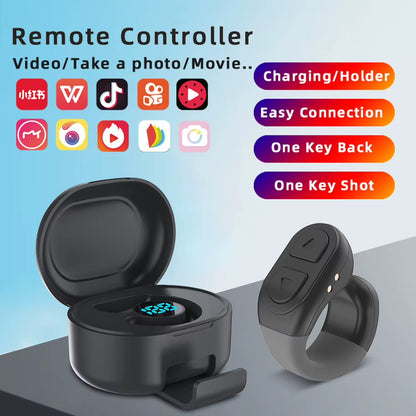 Fingertip Remote Control for Tik-Tok Scrolling Ring Wireless Camera Shutter Selfie Button Bluetooth Page Turner for Ios Android