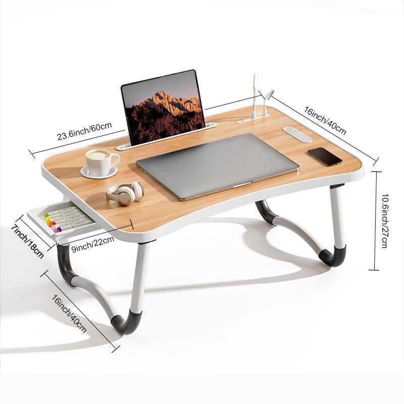 Ultra Large Portable Laptop Bed Table - Multi Functional Tray Holder with Cup Holder and Drawer, - Perfect for Eating, Reading, and Writing on Beds, Sofas, Floors - Stable, Durable, and Foldable