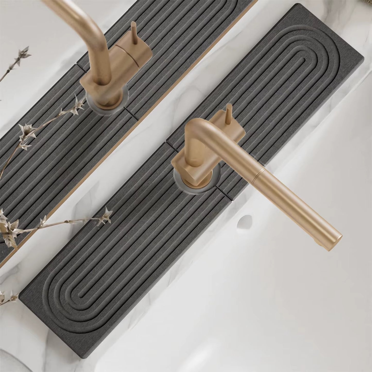 Faucet Mat Kitchen Sink Long Diatomite Fast Drying Stone Sink Tray Absorbent Moisture Faucet Splash Guard for Bathroom Counter