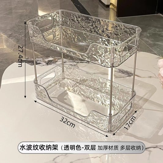 Transparent Acrylic Storage Rack for Skincare Products and Fragrances on Desktop
