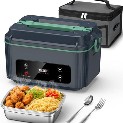 OGERY Self-Heating Electric Lunch Box, 100W Faster Heated Cordless Lunch Box for Adults with Automatic Heating, 40 Fl Oz 304 Stainless Steel Food Warmer with Timer for Hot Meals Anywhere