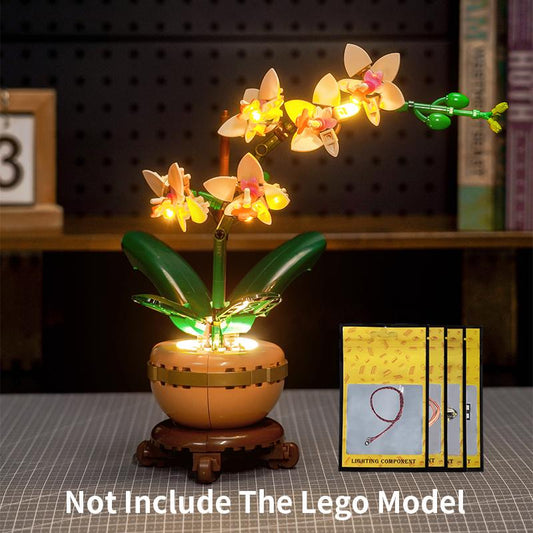 【Brickbling Light Kit】 for Lego Mini Orchid Flower Décorhome Decor(No Model Set)， Adults Ages 18+ - Indoor Plant Decorations for Table, Desk, Office - Gift for Valentines Day for Her & Him - 10343