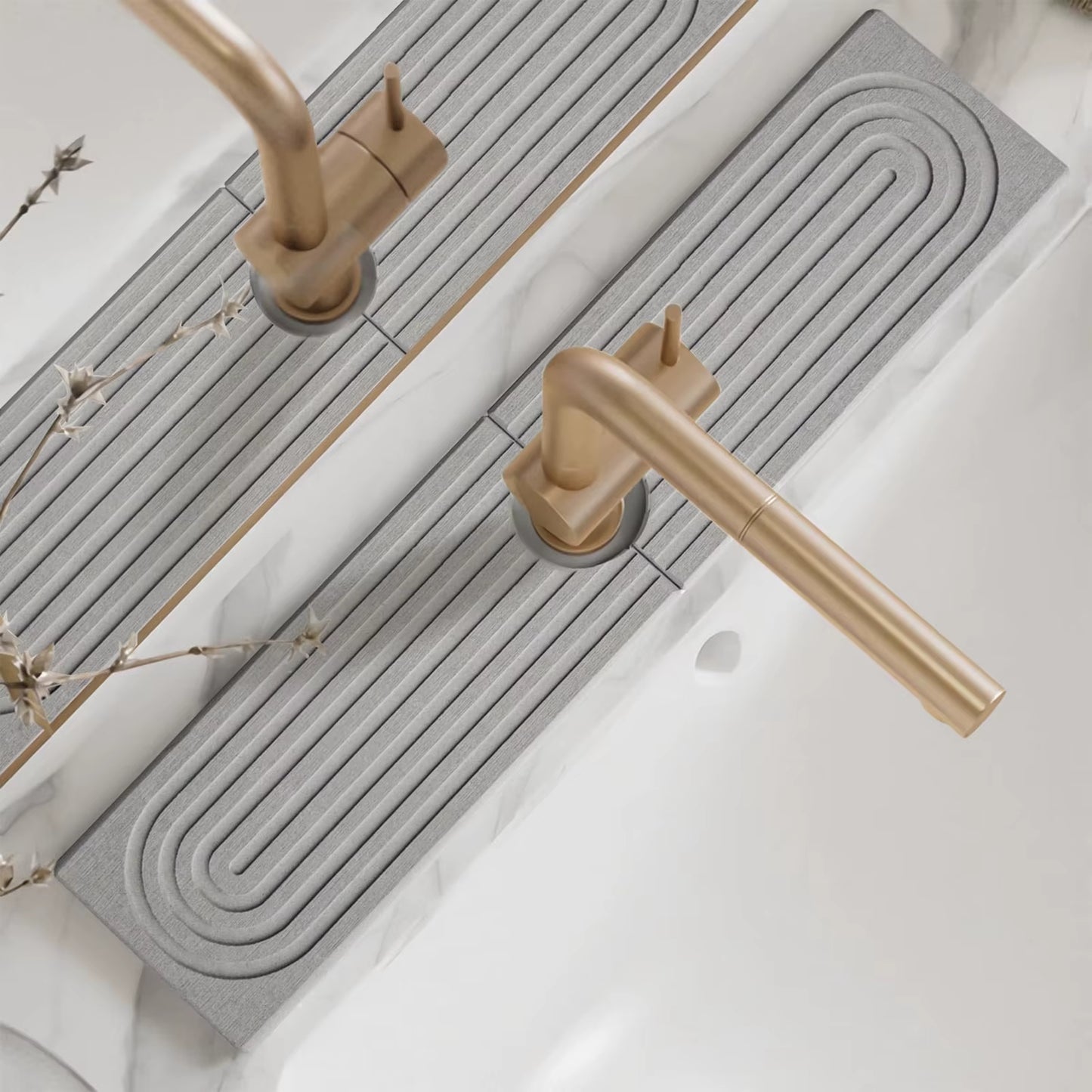 Faucet Mat Kitchen Sink Long Diatomite Fast Drying Stone Sink Tray Absorbent Moisture Faucet Splash Guard for Bathroom Counter