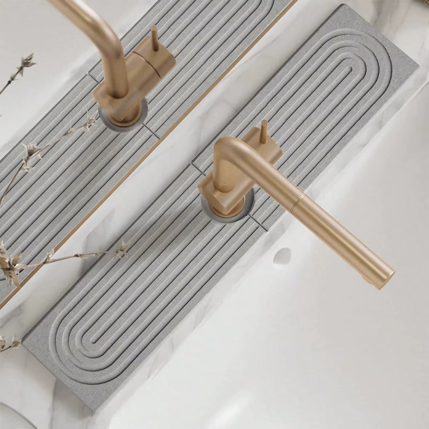 Faucet Mat Kitchen Sink Long Diatomite Fast Drying Stone Sink Tray Absorbent Moisture Faucet Splash Guard for Bathroom Counter