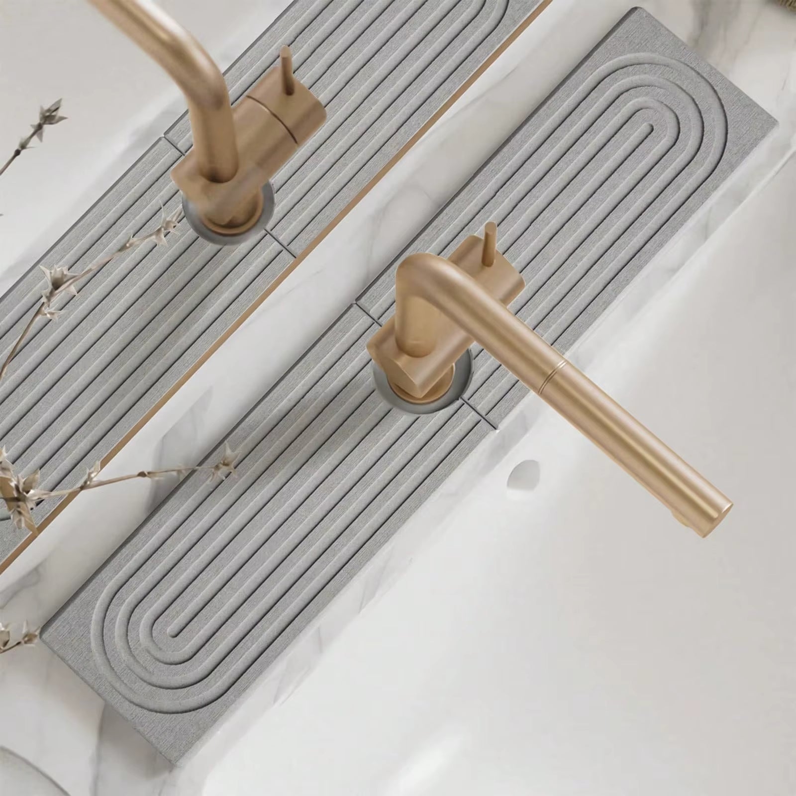 Faucet Mat Kitchen Sink Long Diatomite Fast Drying Stone Sink Tray Absorbent Moisture Faucet Splash Guard for Bathroom Counter