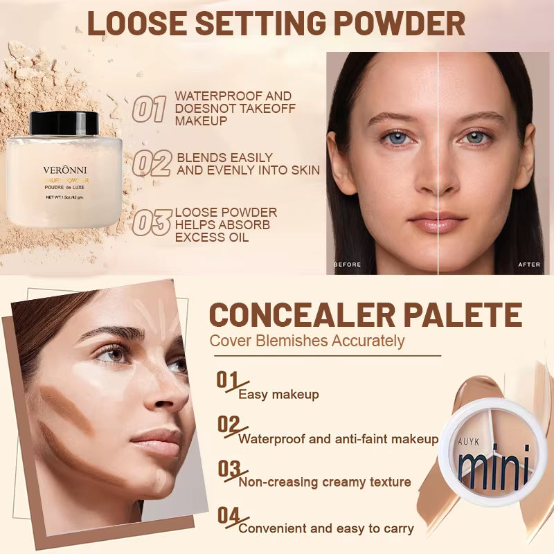 All-In-One Makeup Kit Gift with Eyeshadow Palette Lipstick Blush Eyeliner Cosmetics Gift Box for Birthday Christmas Make up Sets